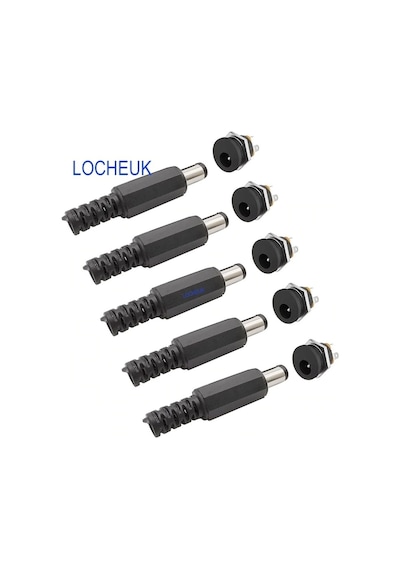 5 Set 2.5mm Erkek Jak Fiş +dc Vidalı Dişi Şase Power Jack Seti