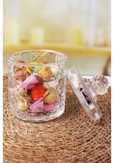 Tr Lüx Kristal Büyük Cam Şekerlik &amp Cam Lokumluk, Kesme Cam Lüx Şekerlik 13cm 7.8cm - 06639 Diğer