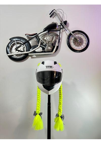 Motor & Motosiklet Uyumlu Neon Sarı Çift Örgülü Saç Kask Dış Aksesuarı Diğer