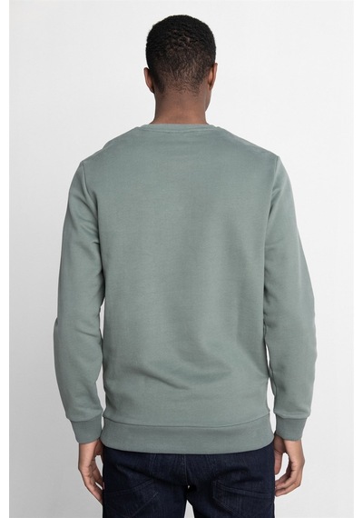 Tudors Pamuk Bisiklet Yaka Basıc Unisex Yeşil Sweatshirt-26567-yeşil Yeşil
