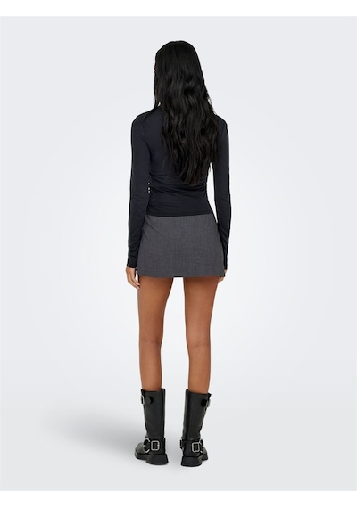 Only Onlhannah L/s Ruchıng Top Jrs Kadın Siyah T-shirt - 15363623