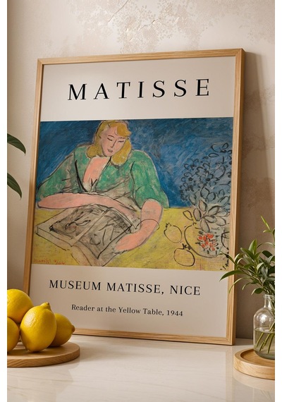 Henri Matisse Reader At The Yellow Table Çerçeveli Tablo - Eklektik Tarz Duvar Dekoru