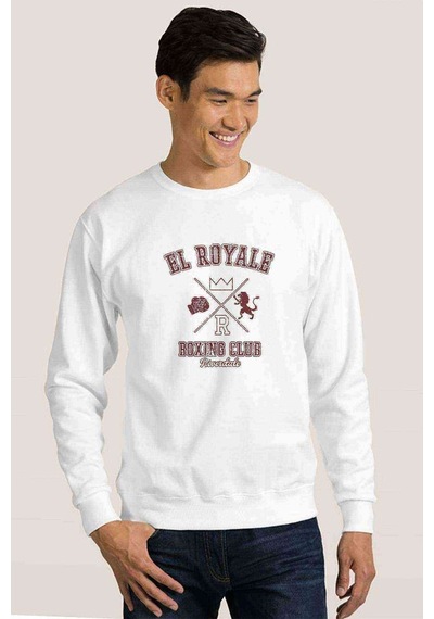 Riverdale El Royale Boxing Eskitme Baskılı Beyaz Erkek Örme Sweat