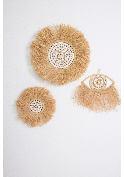 3'lü Set Rafya Deniz Kabuklu Model & Tüm Çap 30-50 Cm & Yarım Göz