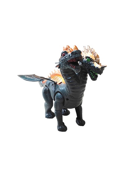 Pilli Işıklı Sesli Yürüyen Kanatlı Çift Başlı Dinazor 1 Adet Özel İthal Malzeme Dinozor Trex 26 Cm.
