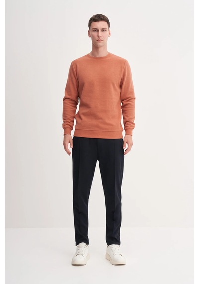 Cazador Erkek Bisiklet Yaka Selanik Örgü Slim Fit Sweatshirt Oranj Turuncu