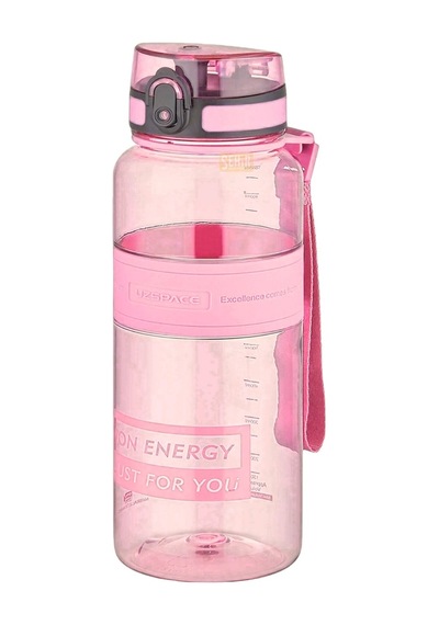 Uzspace 1000ml Büyük Boy Yeni Koleksiyon Silikon Gövde Tritan Su Matarası Pembe