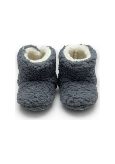 Balbeybi Unisex Gri Polar Çocuk Pandufu Yumuşak, Kaymaz, Tüylenmeyen Welsoft Patik Gri