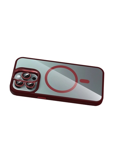 Joko Apple İphone 14 Pro Max Remim Lensli Magsafe Standlı Kapak - Bordo 0.2M-Çok Renkli