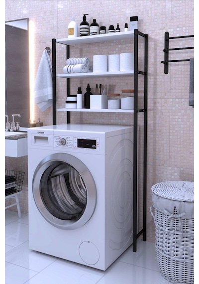 Nova Çamaşır Makinesi Üstü Düzenleyici Raf Banyo Dolabı Rafı Makina Üstü Dolap Raf Beyaz