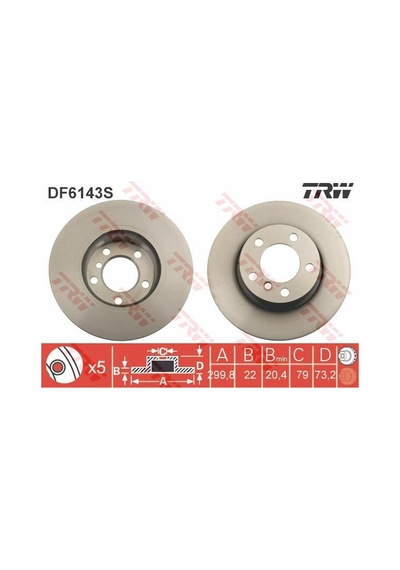 TRW DF6143S Fren Diski Ön Bmw 1 Bmw 3 F30 F35 F80 Bmw 4 F32 F82 Havalı 300Mm
