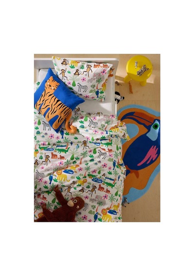 Ikea Natthager Tek Kişilik Nevresim Takımı 150 X 200 Cm Siyah - Beyaz - Yeşil - Sarı - Turuncu Çok Renkli