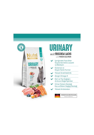 Nutri Feline Urinary Glutensiz Somonlu Düşük Tahıllı Yetişkin Kedi Maması 2 KG