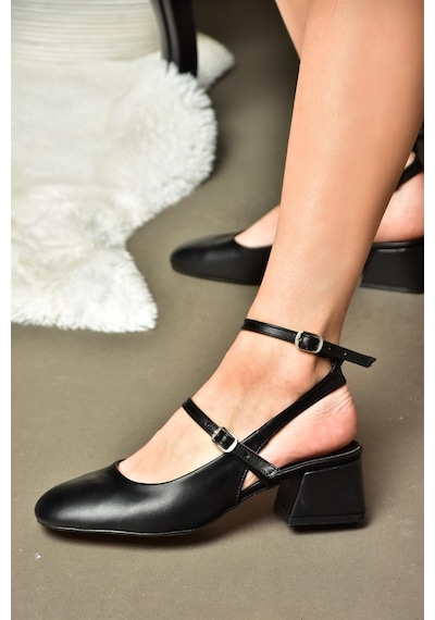 Fox Shoes P654137009 Siyah Mary Jane Alçak Topuklu Kadın Ayakkabı Maryjane Siyah