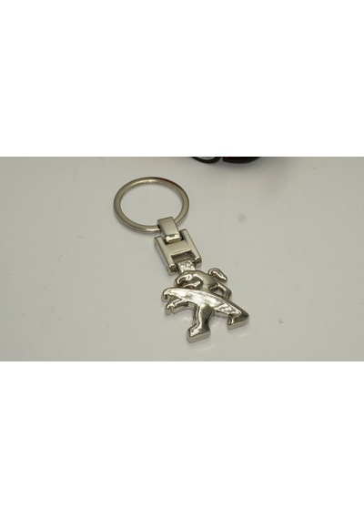 Peugeot Uyumlu Lion Aslan Logo Çift Yön Krom Metal Stil Anahtarlık