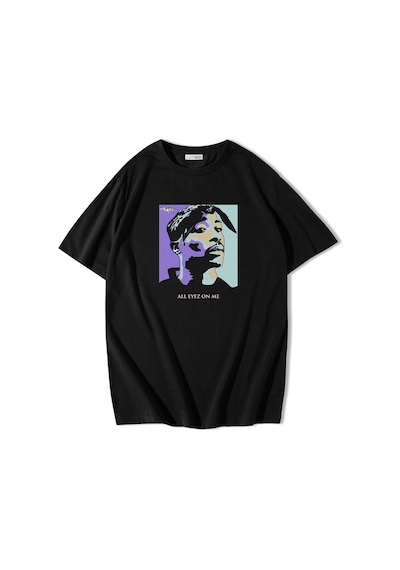 Brz Collection Unisex Oversize Tupac All Eyez On Me T-shirt-siyah Siyah