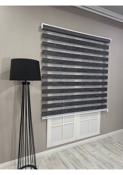 Donatti Bambu Zebra Stor Güneşlik Perde Siyah Gri Kırçıllı Gri Kırçıllı