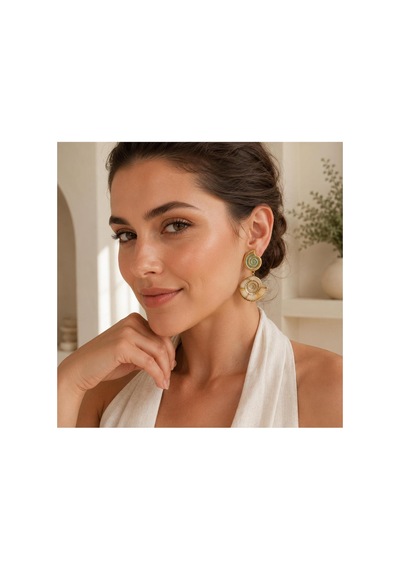 Gold Deniz Kabuğu Formlu Mint Detaylı Kadın Küpe Krem - 886705988 Krem - 886705988 Krem