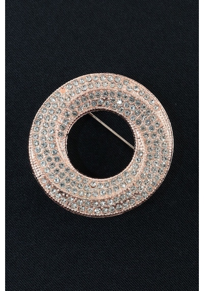 Aura Çemberi Broş Rose Gold Tonlu Kristal Taşlı Pozitif Enerji Halkalı Erkek Kadın Yaka İğnesi Çok renkli