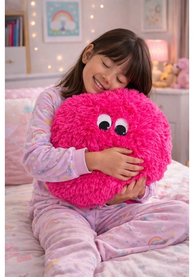 Merty Avm Peluş Yastık 35cm Yumuşak Dekoratif Yastık Çocuk Genç Odası Süs Yastığı 046 - Pembe