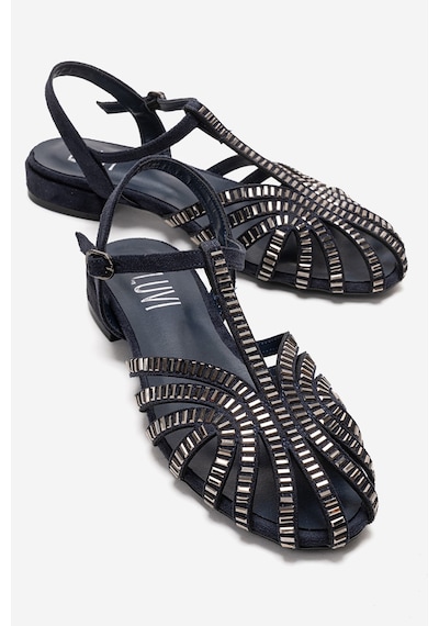Luvishoes Lavına Lacivert Süet Taşlı Kadın Sandalet