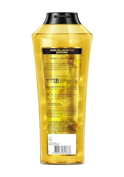 Gliss Oil Nutritive Omega 9 Ve Marula Yağı İçeren Besleyici Şampuan 400 Ml Yıpranmış Saçlar