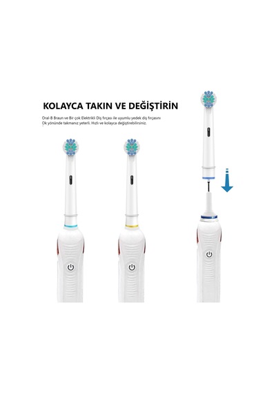 Lexroo Diş Fırçası Yedek Fırça Başlıkları, Oral B Braun İçin 4 Ad