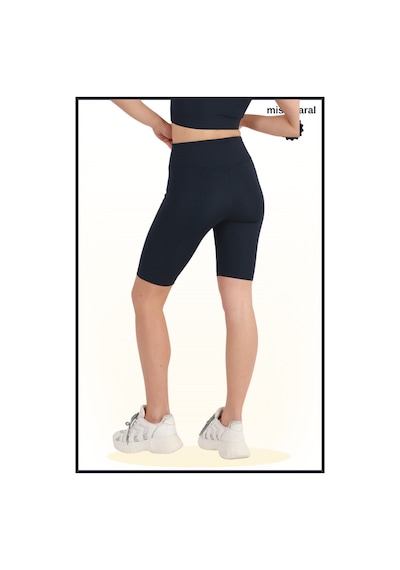 Missmaral Kadın Yüksek Bel Toparlayıcı Tayt Kısa Spor Şort Deniz Havuz Spor Lacivert Biker Shorts 1070 Lacivert