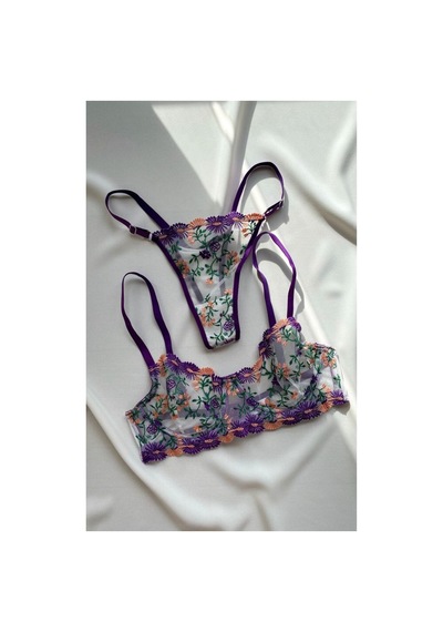La Linaa Violet Çiçek Desenli Dantel & Tül Sütyen Külot Takımı Transparan Seksi İç Giyim Mor - 591611016 Mor La Linaa Violet Çiçek Desenli Dantel & Tül Sütyen Külot Takımı Transparan Seksi İç Giyim Mor - 591611016 Mor