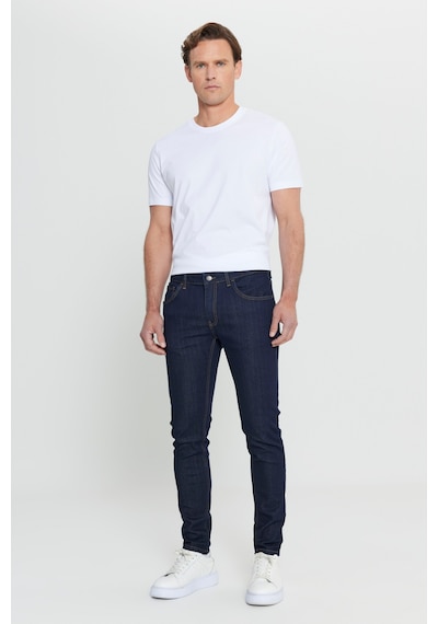 AC&Co / Altınyıldız Classics Ekstra Slim Fit Dar Kesim Pamuklu Riss Erkek Jean Kot Pantolon Koyu Lacivert