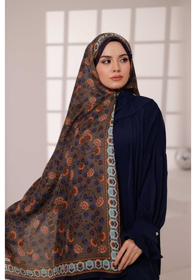 Mimiyum Alya Desen Soft Şal Acı Kahve