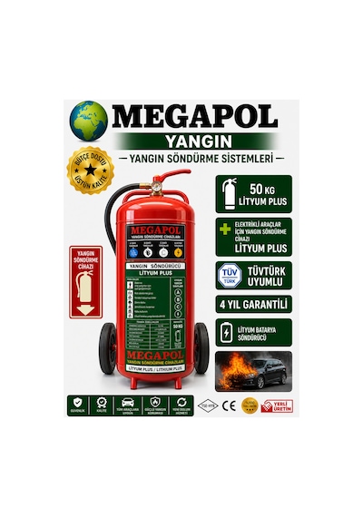 Lityum Plus 50 Kg Elektrik Araç Şarj İstasyonları İçi Yangın Söndürme Cihazı, Yangın Tüpü