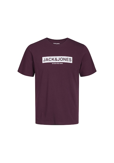 Jack & Jones Pin 12249605 Logo Baskılı Erkek Tişört Bordo