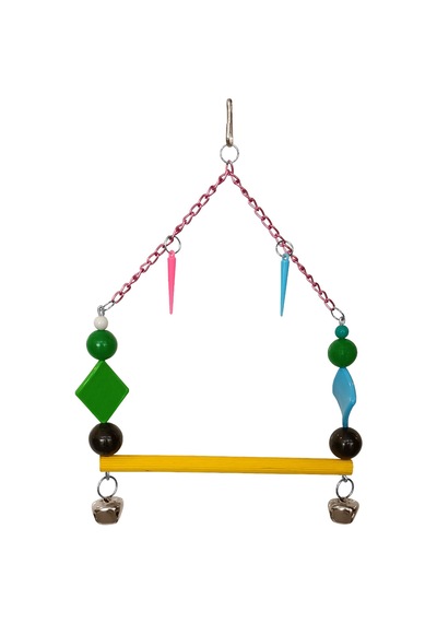 Markapet Boncuklu Zilli Zincirli Papağan Salıncağı 15-17.5 CM Çok Renkli