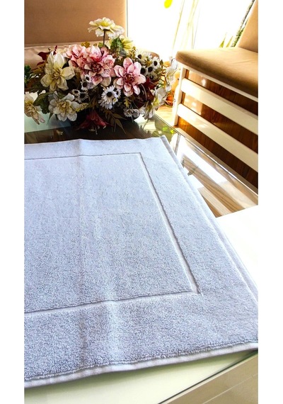 3.lü Set 50x90cm. Büyük Lüks Ayak Havlusu, Ayak Paspası, Havlu Paspas, Banyo Ve Lavabo Paspası Mavi