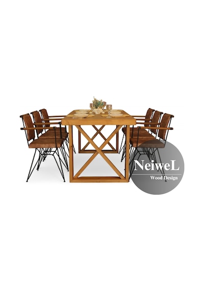 Neiwel Mai X Doğal Ahşap Yemek Masası-80-140 Açık Ceviz