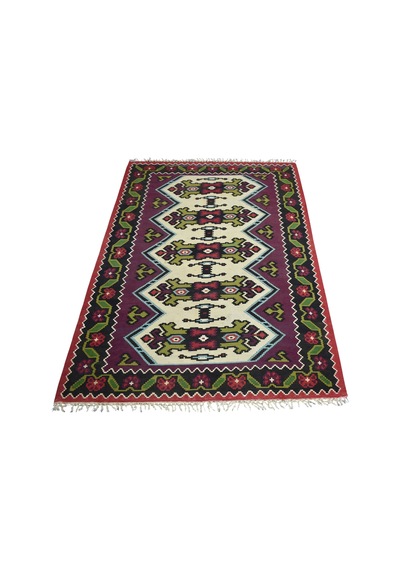 Zehra Abla Halı Antika El Dokuma Şaheser Makedonya Manastır Yün Kilim 7113 Çok Renkli