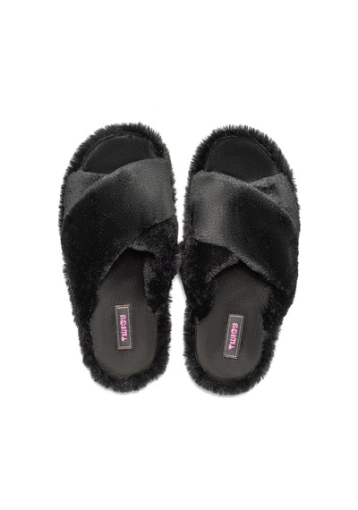 Twigy Twıgy Tw Çapraz Peluş Siyah Kadın Ev Terlik 36/41 Siyah
