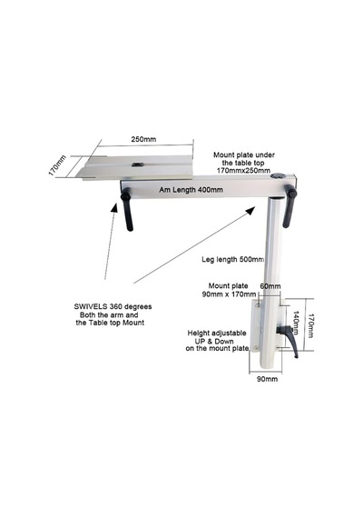 360 Dönebilen Karavan & Tekne Masa Ayağı