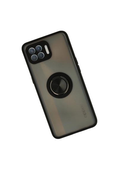 Cosmotex Newface Oppo Reno 4 Lite Kılıf Montreal Yüzüklü Silikon Kapak - Siyah Sıyah