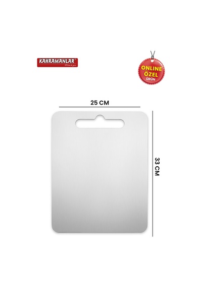 Kesme Panosu Paslanmaz Çelik Kesme Tahtası 33x25 Cm Gri