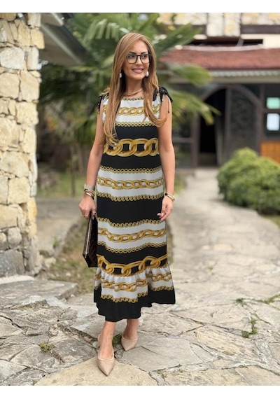 Etiler Collection Kadın Omuzlardan Büzgülü Kayık Yaka Fırfırlı Janjan Krep Elbise Desenli Etiler Collection Kadın Omuzlardan Büzgülü Kayık Yaka Fırfırlı Janjan Krep Elbise Desenli