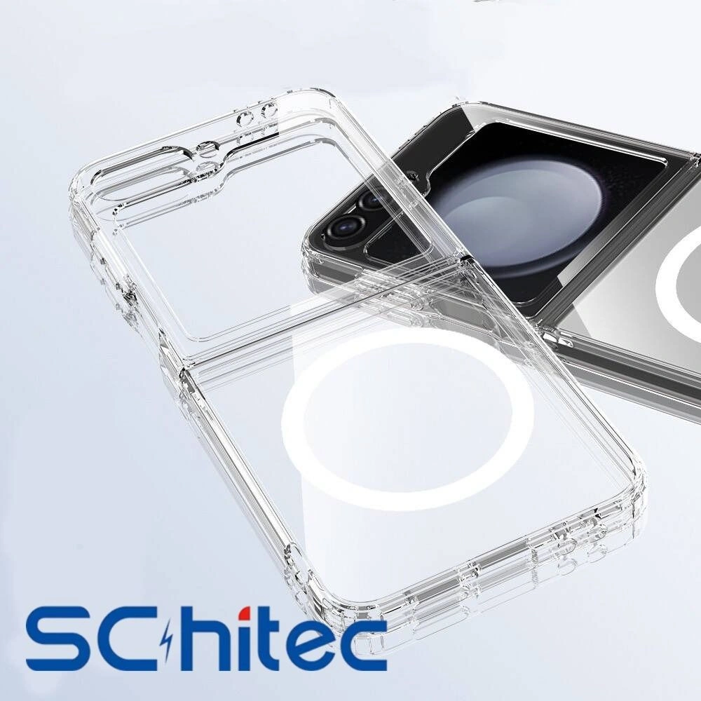 Schitec Samsung Galaxy Uyumlu Z Flip 6 Magsafe Özellikli Şeffaf Kılıf Şeffaf