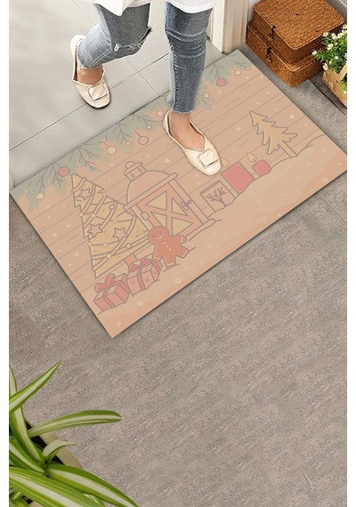 Valerine Life Yılbaşı Kurabiyesi Ve Çam Ağaçlı Krem Welcome Hoş Geldiniz Kapı Önü Paspası 45x70cm Kahverengi
