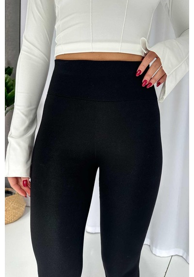 Mine Tan Butik Kalın Kemerli Çelik Örme Kadın Toparlayıcı Tayt - Siyah Siyah