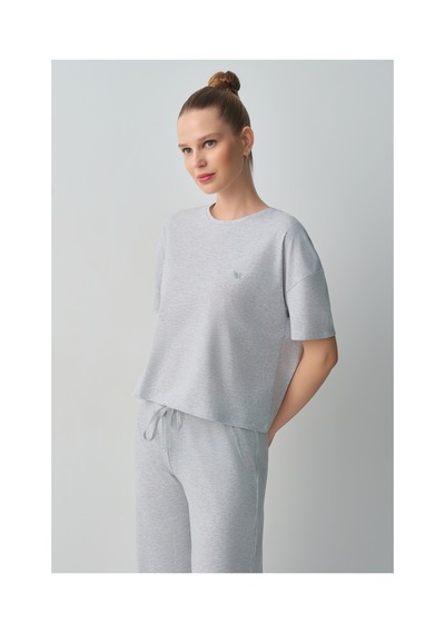 Suwen Casual Pamuklu Pijama Takımı Wsh10510004051 Gri Melanj