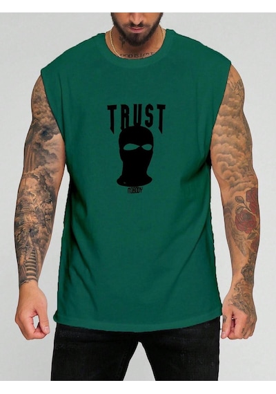 Trust Baskılı Kolsuz Tişört Yeşil