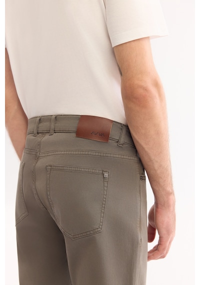 Avva Erkek Gri Haki Klasik Bel Soft Touch Pamuklu Slim Fit Pantolon B003038