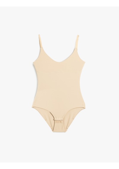 Koton Vücudu Saran Nefes Alan Kumaş Rahat Kalıp İnce Askılı Çıtçıtlı Bodysuit Ten Rengi 5slk00002mk