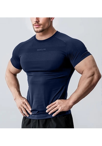 Ghassy Co. Erkek Nem Emici Hızlı Kuruyan Renk Solmayan Atletik Teknik Fitness Spor T-shirt Lacıvert Ghassy Co. Erkek Nem Emici Hızlı Kuruyan Renk Solmayan Atletik Teknik Fitness Spor T-shirt Lacıvert